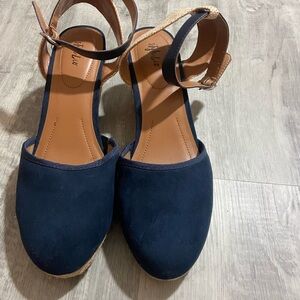 Blue Ankle Strap Espadrille Sandals